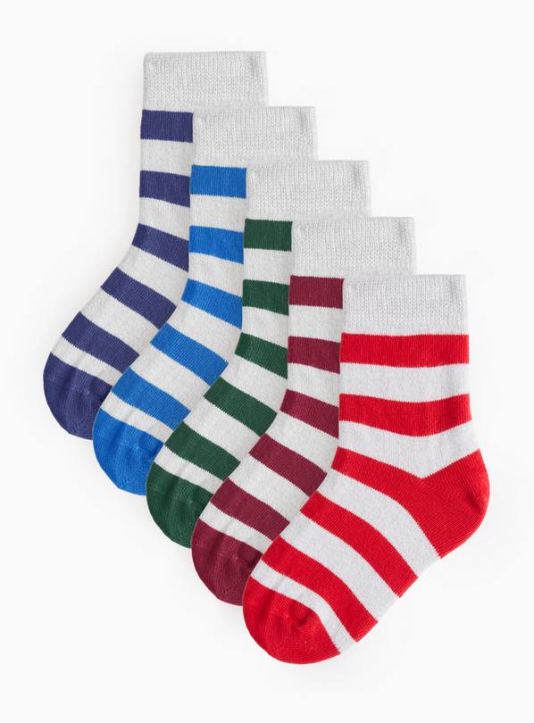 Grey Striped Ankle Socks 5 Pack 9-12